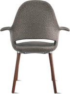 2xhome - Organic Upholstered Fabric Modern Armchair with Dark Walnut Brown Wooden Legs for Dining Room Office or Accent Chair (Tweed Taupe Gray), Single, Set of 1