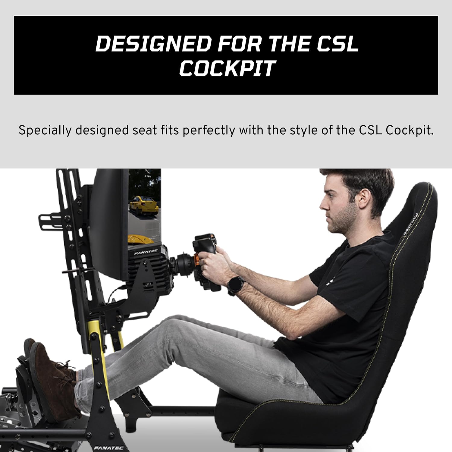 FANATEC Sim Racing CSL Cockpit Seat – Lightweight and Durable, Designed for CSL Cockpit, Breathable Cushioned Fabric – Black