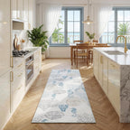 Tribesigns Boho Coastal 2x6 Washable Hallway Runner Rug Non Slip, Soft Ocean Beach Entryway Kitchen Runner Rugs Non Skid, Indoor Printed Carpet for Laundry Bathroom Decor, Light Grey/Blue