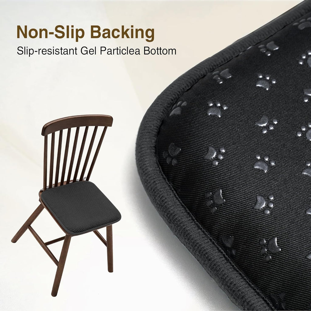 puredown® Chair Cushions for Dining Chairs, Set of 2 Memory Foam Seat Cushions with Non-Slip Backing & Ties, 16" x 16" x 1.5", Comfortable & Supportive Dining Chair Pads for Kitchen, Black
