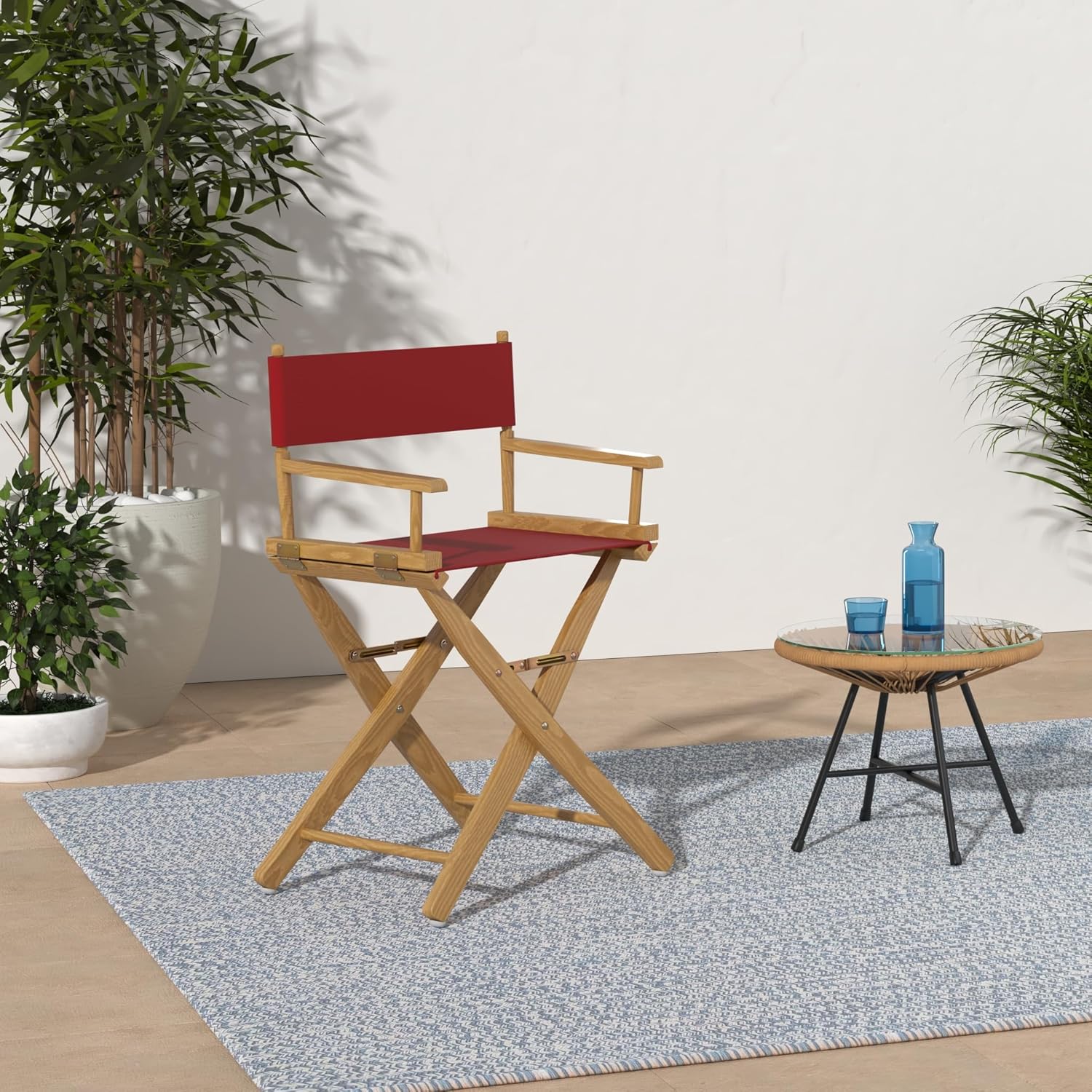 American Trails Extra-Wide Premium 18" Director's Chair Natural Frame with Red Canvas