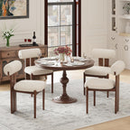 MALOL Modern Wooden Dining Chairs Set of 6, Upholstered Fabric Kitchen Chairs with Sculptural Backrest, Mid-Century Farmhouse Dining Room Chairs with Solid Wood Legs, Beige