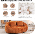 QQU Giant Bean Bag Chairs for Adult and Kids with 2 Pillows, 2-Seat Bean Bag Sofa with Armrest and Back, Chenille Loveseat Filling high -Density Foam, Large Lazy Sofa for Living Room, Bedroom,Orange