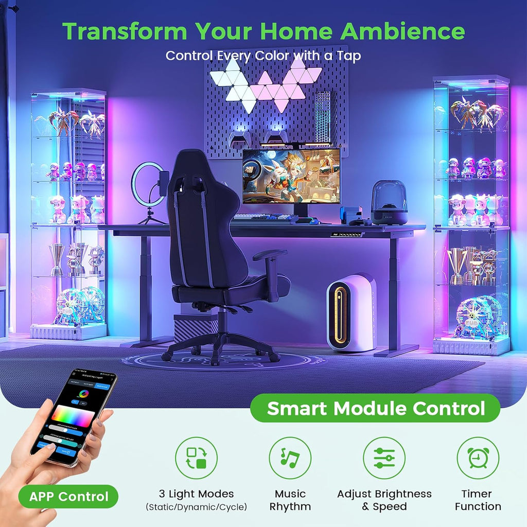 HNEBC Glass Display Cabinet, LED Display Case with RGB Lighting, Lockable Curio Cabinet with Explosion-Proof Glass Doors for Collectibles,5-Tier China Cabint with Motion Sensor Light-White