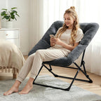 OAKHAM Comfy Chair for Adults, Soft Faux Fur Folding Lounge for Bedroom Living Room Dorm Rooms Flexible Reading Chair for Teens Kids, X-Large Foldable (Faux Fur-Charcoal Gray)