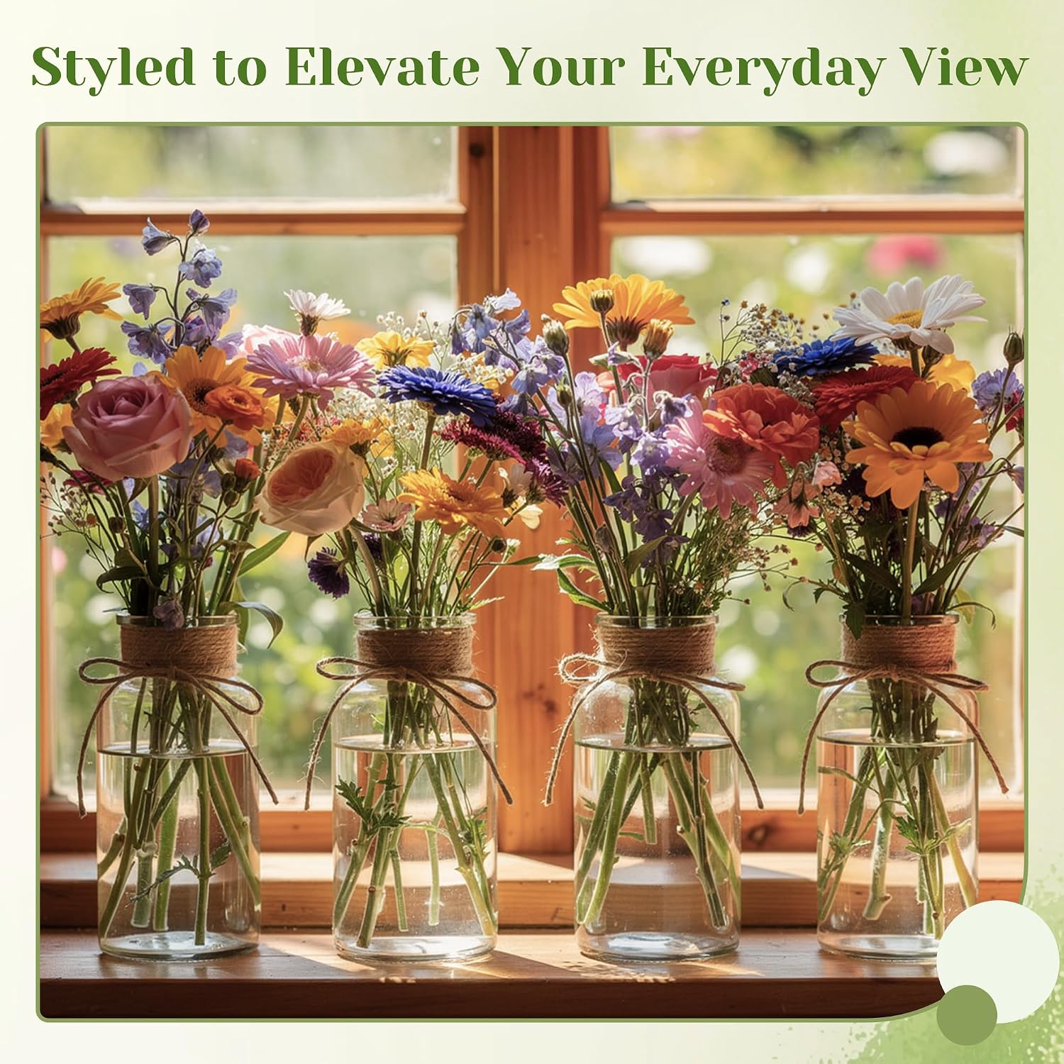 Mason Jar Glass Vases 12 Pack, Clear Wedding Centerpiece Vases | Rustic Farmhouse Style, Boho Decor, Bud Vase Design, Home Table Decoration, Party Decor, Vintage Display, Floral Arrangement