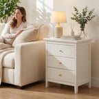 YIGOBUY 3 Drawer Nightstand Set of 2 White Side Table 19" Bedroom Night Stands End Table for Living Room with Storage 2 Set Furniture Bed Side Tables | Living Room, Bedroom, Storage, Furniture
