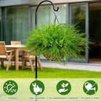 2 Set Artificial Ferns for Outdoors with Coconut Baskets, Fake Hanging Boston Ferns with 12" Coir Pot &Chain,UV Resistant Faux Hanging Persian Grass Baskets for Outdoor Porch Patio Decor