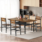 RALGEND Dining Chairs Set of 4, Rustic Wooden Kitchen Chairs with Backrests and Metal Frame, Modern Farmhouse Dinner Chairs for Kitchen, Easy Assembly, Living Room, Dining Room, Rustic Brown and Black