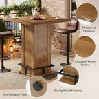 Tribesigns 39.4" H Square Bar Table, Industrial High Top Bistro Pub Cocktail Table with Metal Footrest for Kitchen Nook, Home Bar, Small Bars, Rustic Brown (Table Only)