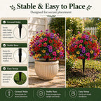 Lethargic Artificial Flowers for Outdoors with Ground Stakes 1 Pack, Lifelike Faux Flowers No Maintenance Faux Plants for for Porch, Garden, Planters, Patio, Cemetery Decoration (Mixed, 1Pc 48 Stems)