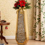 SHYFOY 24" Gold Floor Vase, Crushed Diamond Tall Glass Vase for Floor, Luxury Crystal Mirrored Decorative Flower Vase for Pampas Grass, Office and Home Decor