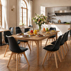 Dining Chairs Set of 4, Modern Upholstered Dining Room Chairs with PU Leather Padded Seat, Armless Kitchen Chairs with Curved Backrest and Solid Wood Legs for Dining Room, Kitchen, Apartment, Black