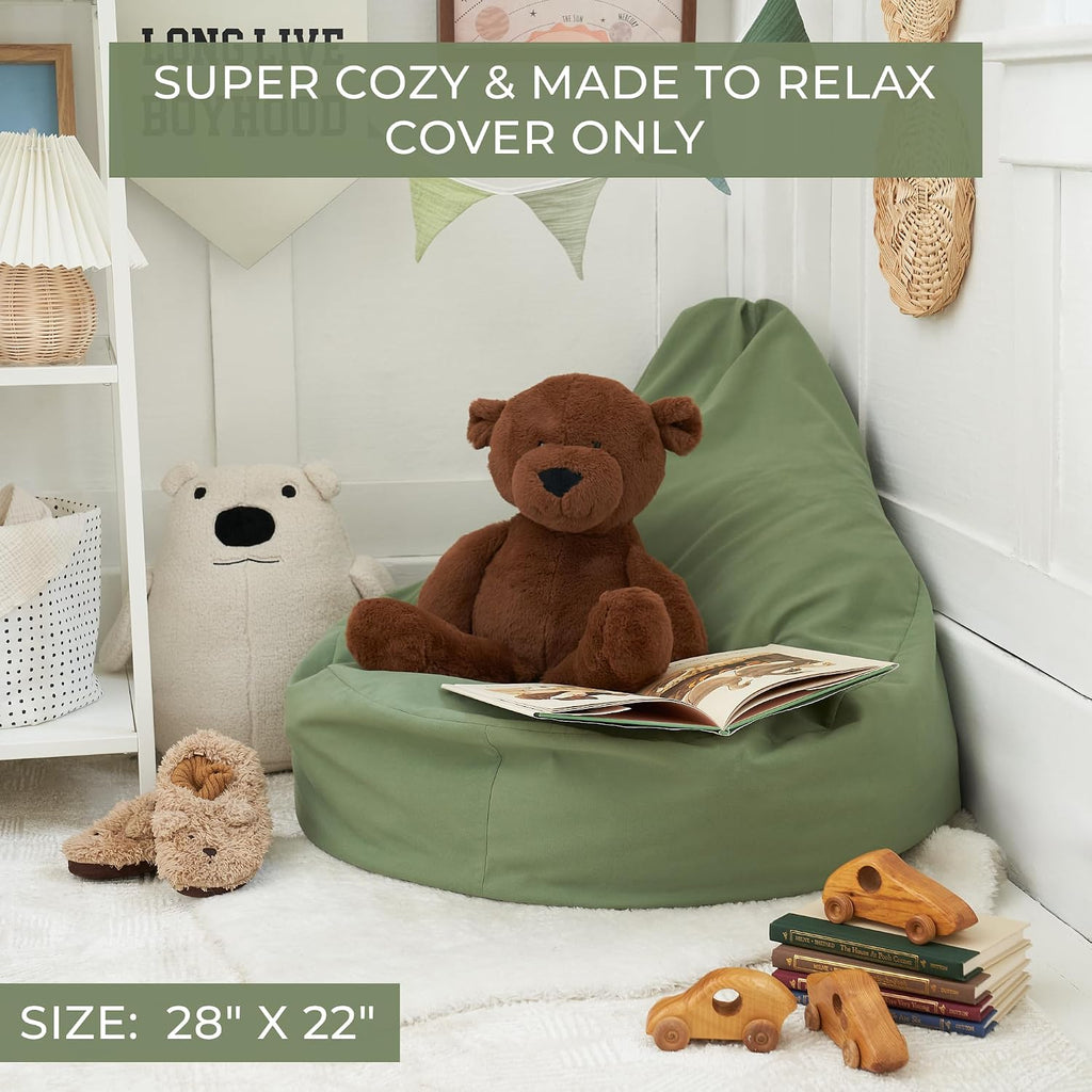 ZICOTO Stuffed Animal Storage Bean Bag Chair Cover for Kids - Easily Turn Plushie Toys into a Comfy Toddler Chair - Durable Lounge Stuffie Bag for Playroom, Living Room or Nursery Decor - Cover Only