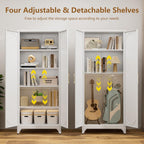 Polup Metal Storage Cabinet with Doors and Shelves, 75 Inch Tall Kitchen Pantry Cabinet, Pantry Cabinets for Kitchen Storage, Freestanding Cupboard for Living, Dining Room, White, Assembly Required