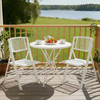 VINGLI Bamboo Folding Chair, Foldable Dining Wood Chairs Comfortable Seat for Outdoor & Indoor, Patio, Porch, Wedding, Party, Event,White (4 Pack)