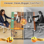 PRAISUN 47 Inch Computer Gaming Desk with Power Outlets and USB-C Port, 24 Inch Deeper Desktop, Office Desk for Home Office, Study, Bedroom, Writing Work from Home Desk, Metal Frame, Rustic Brown