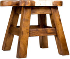 Sea Island Imports Sheep Design Hand Carved Acacia Hardwood Decorative Short Stool