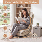 KOMFOTT 360° Swivel Floor Gaming Chair, Lazy Lounger Sofa with 6-Position Adjustable Backrest and Sponge Filling, Folding Floor Chair Lounge Chair for Reading, Relaxing, Gaming and TV Watching (Beige)