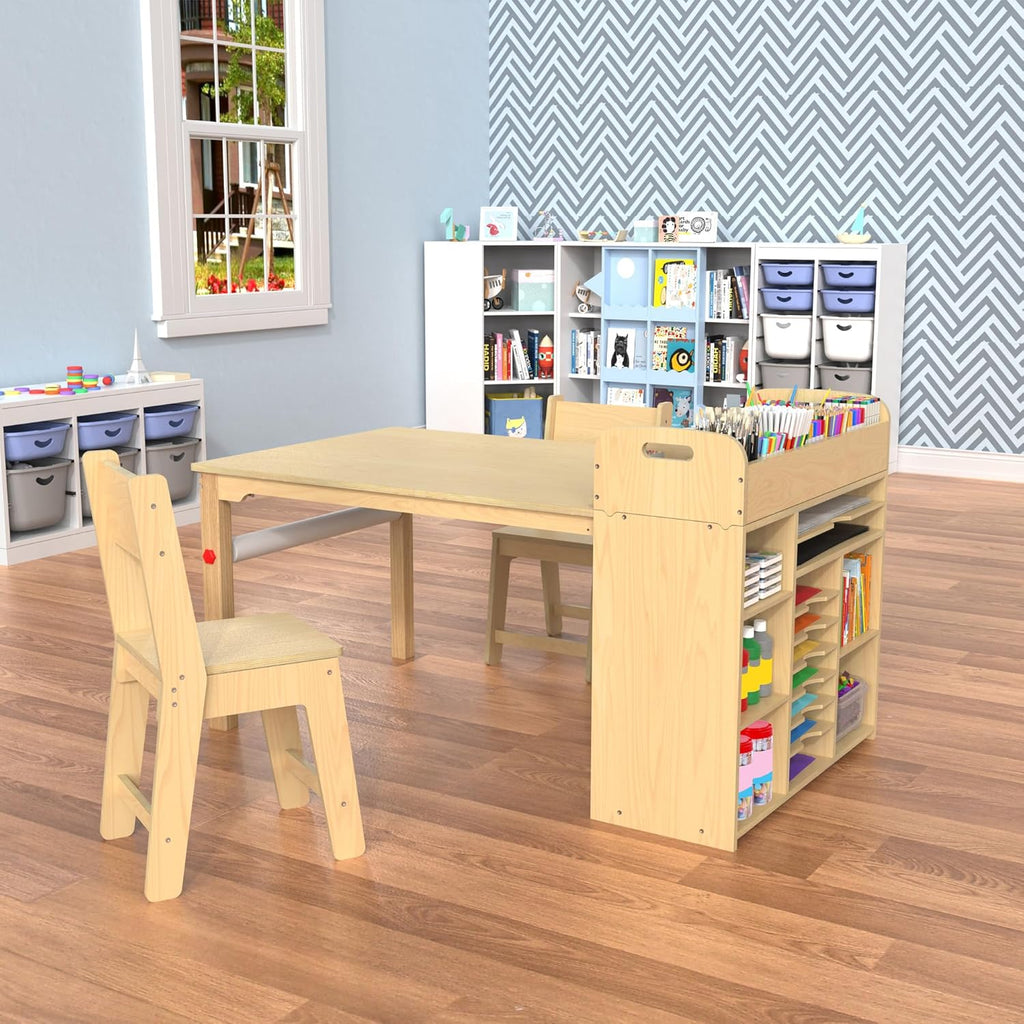 GDLF Kids Art Table and Chairs Set, Craft Desk with Large Storage and Portable Art Supply Organizer for Children Ages 8-12, 47" L x 30" W