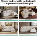 Novilla 104.3" Modular Cloud Couch, Modern Sectional Sofa with Smarts Coil® Support, Chenille Fabric, Upholstered Couch for Living Room Apartments Bedroom, No Assembly, 3 Seater + 1 Ottoman, White