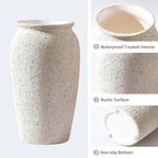 Rustic Farmhouse Flower Large Ceramic Vase, Vintage Pampas Grass Vase, White Modern Decorative Ceramic Flower Vase for Home Decor, Table, Living Room Decoration, Shelf Decor, Mantel, 9.8 Inch