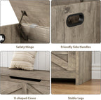 IDEALHOUSE 47.3" Storage Chest, Toy Chest for Kids, Wooden Large Toy Box, Storage Bench with Safety Hinge, Farmhouse Storage Trunk for Entryway, Living Room, Bedroom, Playroom,Washed Grey