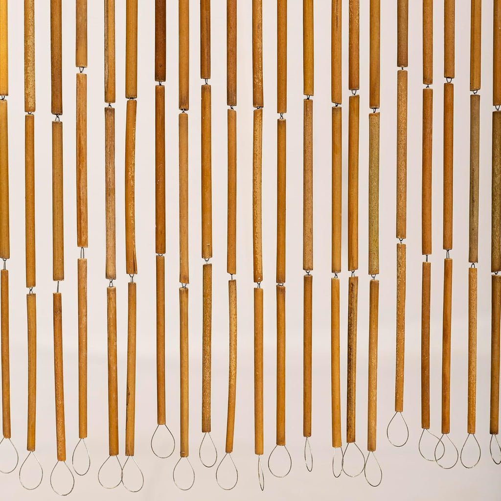 Stainless Steel Core Bamboo Curtain, 36" W x 79" H Bamboo Tube Doorway Curtain, Rust-Resistant Bamboo Door Beads Room Divider, Natural Hanging Screen for Entryway, Boho Home Decor