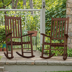 Flamaker Acacia Wood Patio Rocking Chair Set of 2, High Back and Widen Armrest for Adults, Solid Wood Porch Rocking Chair for Lawn, Garden, Backyard (Brown)