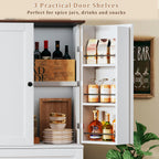 HUAHUU 71" Kitchen Pantry Cabinet with 6 Door Shelves, Tall Pantry Storage Cabinet with 8 Doors & 4 Adjustable Shelves, Modern Kitchen Pantry with 2 Large Drawers for Dining Room, Living Room, White