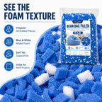 Bean Bag Filler, 6lbs Shredded Memory Foam Filling, Memory Foam Pillow Stuffing for Bean Bag Refill, Couch, Cushion, Stuffed Animals, Dog Bed, Arts Crafts,Blue and White