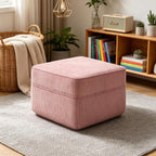 Corduroy Ottoman 30.3 Inch - No Assembly Needed Foot Rest Stool, Plush Sag-Free Cloud Boneless Ottoman for Living/Bedroom (Pink)