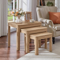 Joaxswe Farmhouse Nesting Tables Set of 3, Nesting Side Tables with Rounded Corners & 4 Thickened Table Legs, Natural Wood