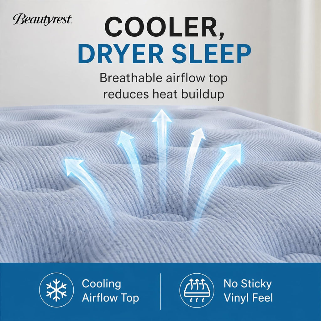 Beautyrest SensAir 20" Air Mattress, Full Size, Sure-Lock Anti-Leak Pump, Cool Vent Topper, Off-Set Coil Support