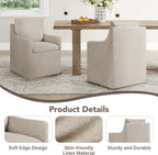 KISLOT Upholstered Dining Chairs Set of 4, Modern Dining Room Chairs with Casters & Washable Cover, Rolling Accent Chair with Hidden Storage for Kitchen, Farmhouse, Living Room, Linen, 4 Box