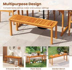 RELAX4LIFE Wood Patio Outdoor Bench - 48’’ Backless Acacia Wooden Dining Bench w/Slatted Seat, 2-Person Farmhouse Indoor Outside Furniture for Entryway Garden Park Porch Poolside, 800LBS Max Load (1)