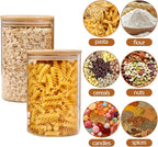 Moretoes 6Pack 1qt Glass Storage Containers with Bamboo Lids, Airtight Pantry Storage Jars for Flour, Sugar, Dry Goods