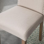 Upholstered Dining Chair Modern Stylish Parsons Kitchen Diner High Back with Silver Nailhead Trim & Wood Legs, Set of 2