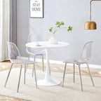 Clear Acrylic Dining Chairs Set of 4, Armless Modern Side Chairs with Transparent Seat, Ergonomic Backrest and Chrome Metal Legs, Ghost Style Kitchen Chairs for Dining Room, Living Room