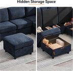 WUTUTUEE 25'' Square Storage Ottoman Module for Modular Sectional Sofa, Living Room Coffee Table Sectional Ottoman Footrest for Convertible Couch, Chenille Navy