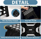 SUGARLEE 18 inch Folding Step Stool Heavy Duty Plastic Foldable Step Stool-Lightweight Foot Stool with Portable Handle, Compact Plastic Foldable Step Stool for Bathroom,Bedroom, Kitchen（Black