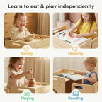 Montessori Table and Chair Set - Adjustable Toddler Weaning Table with Storage Box & Table Mat, Baby Furniture Gift for 1-3 Year Old Kids Learning, Play and Mealtime