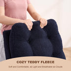 Nursery Rocking Chair,Rubber Wood Base Glider Rocking Chair with Adjustable Footrest and Side Pocket,Teddy Fleece Glider Rocker for Living Room, Bedroom (Teddy Fleece, Navy Blue)