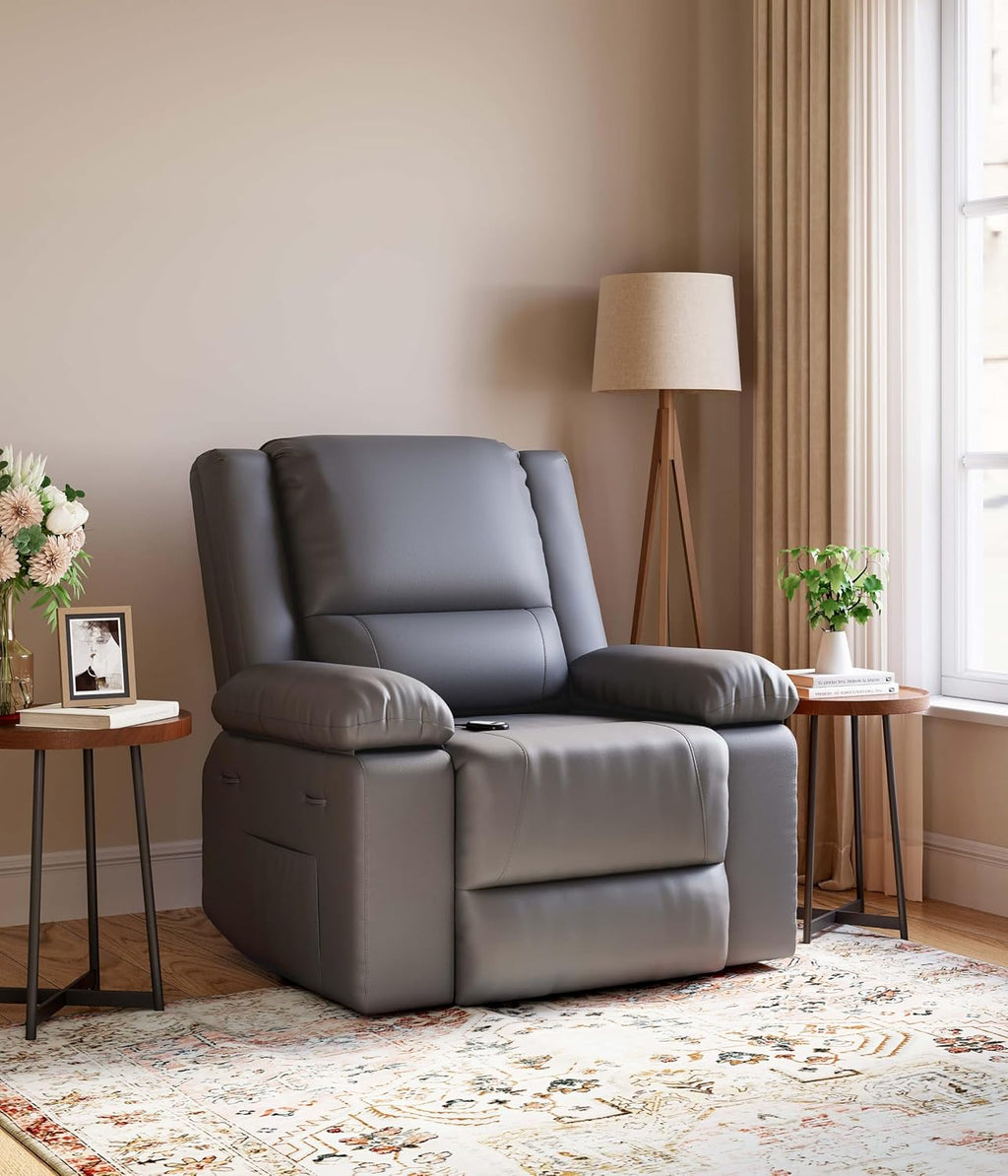 GarveeHome Power Lift Recliner Chair - Heat and Massage, PU Leather Electric Lift Recliner for Elderly & Mobility Impaired，Reclining Sofa with Side Pocket for Living Room