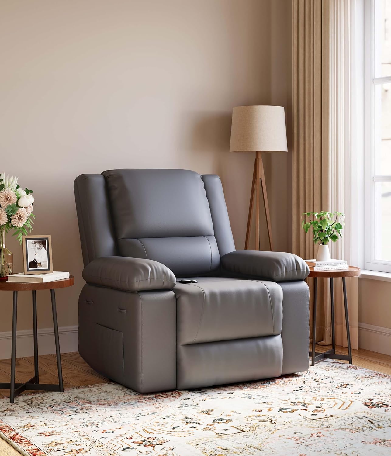GarveeHome Power Lift Recliner Chair - Heat and Massage, PU Leather Electric Lift Recliner for Elderly & Mobility Impaired，Reclining Sofa with Side Pocket for Living Room