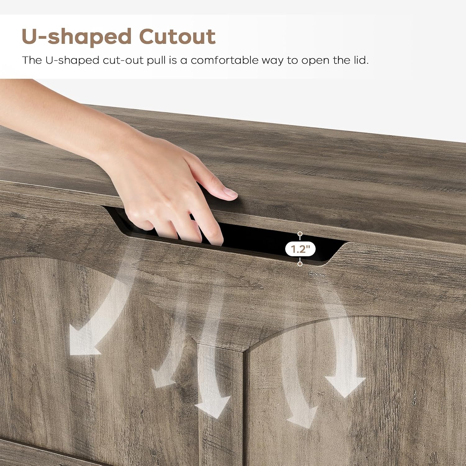 Storage Chest, 31.5" Retro Wooden Storage Trunk Bench with 2 Safety Hinges, Entryway Bench, U-Shaped Opening, Easy Assembly, 31.5" x 15.7" x 18.3" Storage Chest Box Organizer Bench, Light Greige