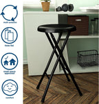 COSCO 24" Vinyl Padded Folding Stool, Multipurpose, Great for Small Spaces, Double Braced, Black, 4-Pack