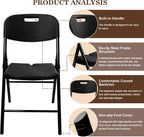 8 Pack Folding Chair, 600 lb Weight Capacity,Indoor/Outdoor Heavy Duty Foldable Chairs for Restaurants, Kitchens, Picnics, Races, Parties & Weddings. (8, Black)