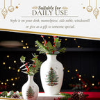 Spode Christmas Tree 10" Posy Vase - Elegant Ceramic Flower Vase, Holiday Centerpiece for Floral Arrangements & Home Decor - Beautiful Handcrafted Accent for Festive Decorations