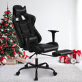 Black Gaming Chair with Footrest, PU Leather Gaming Chairs for Adults, High Back Comfy Office Chair Ergonomic Desk Chair Computer Chair, Reclining Gamer Chair, Height & Backrest Adjustable, 300 Lbs